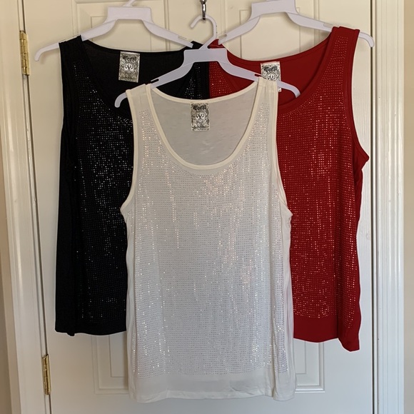 NWT VOCAL red rhinestone tank size XLARGE. Gorgeous and versatile! - Picture 7 of 8